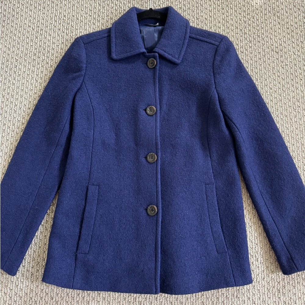 Lands End Women’s Wool Coat - Indigo Royal Blue - Size 4